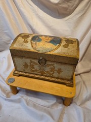Vintage Made in Japan Wooden Jewelry Box Red Velvet Divided Tray Mid Century
