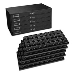 Novel Box 5 Drawer Black Jewelry Display 15.12X8.37X7.62 + Medium 36 Gems Jars