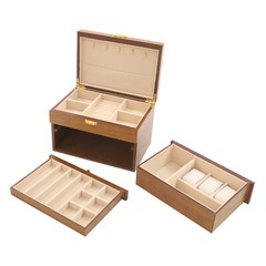 Retro Jewelry Organizer 3 Layers Rings Necklaces Bracelet Display Cabinet Box