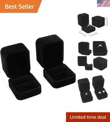 2-Piece Velvet Ring Box Set for Elegant Engagement & Anniversary Gifts