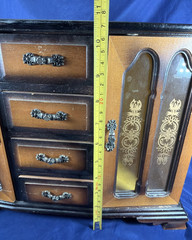 Vintage Wooden Jewelry Box Cabinet with 8 Drawers and Necklace holder