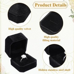 36 Pcs Black Velvet Ring Boxes Bulk, 2.13 X 1.97 X 1.54 Inch Rings Case Earring