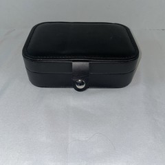 Black Faux Leather Travel Jewelry Organizer Case Small Portable Storage Box