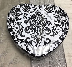 Brighton Heart Shaped Medium Black White Metal Jewelry Tin