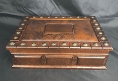 Vintage Wooden Brudalis Leather Mens Jewelry Box London Leather 7’x10’x3′