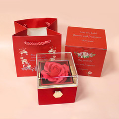 Romantic Gifts for Her Rose Ring Box Jewelry Box Artificial Flowers Eternal Rose
