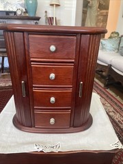 Vintage Mahogany color four drawer jewelry box organizer
