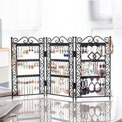 72-Hole Foldable Metal Earring Display Stand Organizer Black
