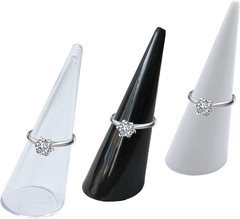3 Packs Ring Cone Display Holder Stands Acrylic Finger Stand for Jewelry