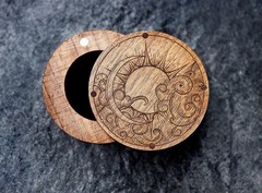 Brown Wooden Custom Engraved Crescent Moon Jewelry Wedding Proposal Ring Box