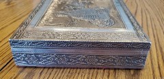 Aluminum Elephant Design Dresser Top Jewelry Trinket Storage Box With Mirror