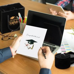 2.8 Inch Graduation Cap Ring Box with Gift Bag and Card, Velvet Ring Organize…