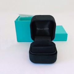 Tiffany Empty Black Suede Presentation jewelry ring box & blue outer box!