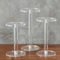 Set of 3 Clear Round Acrylic Display Riser, Jewelry/Watch Display Pedestal Riser
