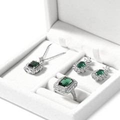 3 in 1 Velvet Jewelry Set Box, Jewelry Gift Boxes Necklace Box Ring Beige