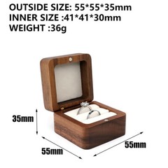 Wooden Engagement Ring Box for Proposal Wedding Pictures or Gift, Minimalist #F