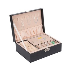 Small Jewelry Box Necklace Ring Storage Organizer Case Double Layer Travel Box