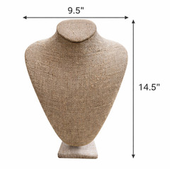 Modern Burlap Linen Necklace Display Mannequin Showcase Jewelry Bust 16″ Tall