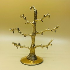 Vintage Gold Tone Jewelry Photo Tree Stand  Necklace Earring Organizer Boho MCM