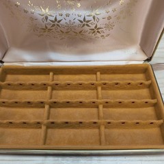 Vintage MELE Abstract Gold Swirl Hard Tortoise Shell Jewelry Box Travel Case