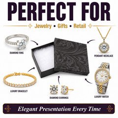 50 Elegant Swirl Cotton Filled Jewelry Gift Boxes 3.5″ x 3.5″ x 1″
