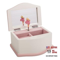 Ballerina White with Pink 7.5×5.4 MDF Wood and Velvet Jewelry Box