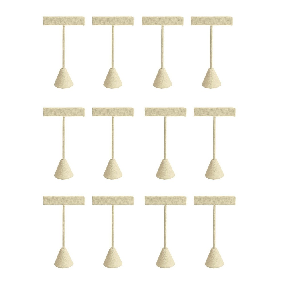 Modern Beige Linen Earring Display T Stand Display Showcase Jewelry Display
