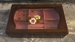 Vtg Stained Glass Jewelry Chest W/Removable Tray