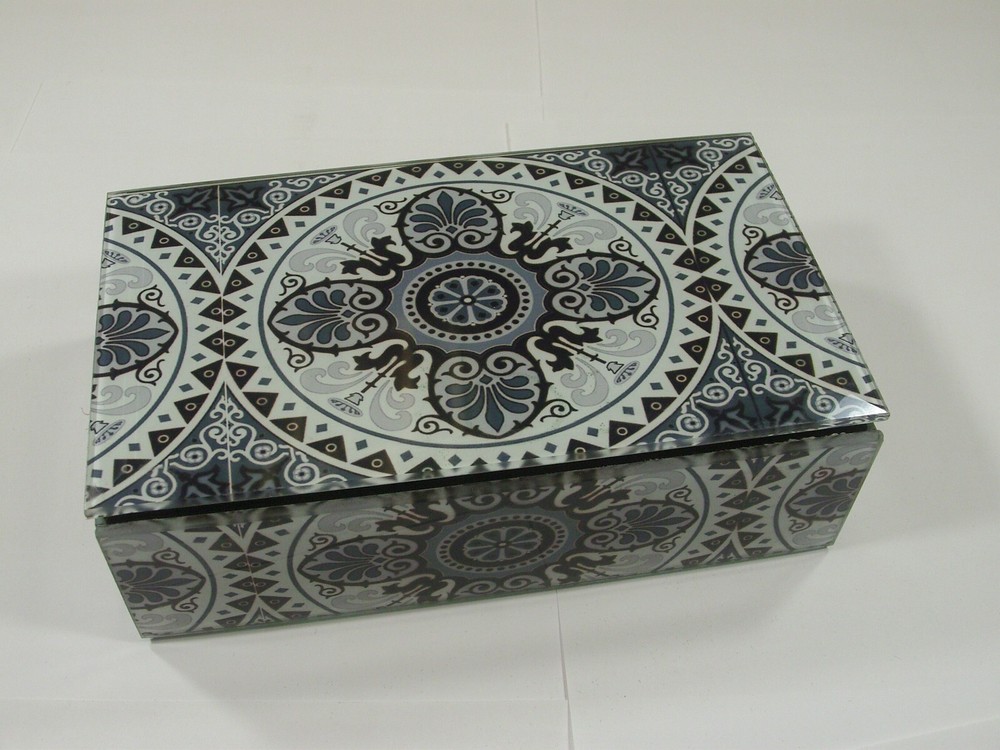 Set of 3 Nesting Beading Keepsake Glass Boxes Wholesale Bulk Sale Lot (TCC-7) ⭐