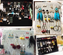 L-Shape Velvet Jewelry Frame Tray Earrings Board Display Counter Rack Organizer