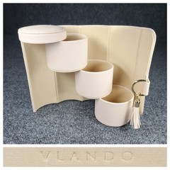 Vlando Viaggio Travel Jewelry Box Case Roll Cylinder Storage Organizer Pink PU