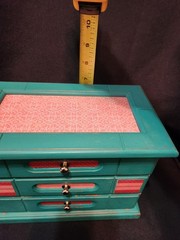 Vintage Jewelry Box Seller Refurbished Restored Turquoise and peach and reds