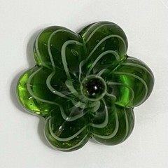 Elegant Art Glass Ring Valet Handcrafted Teardrop Green w White Swirls New 2.5”
