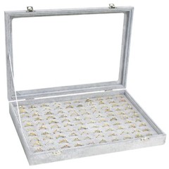 100 Slots Ring Box Storage Organizer Jewelry Ring Display Case with Cover