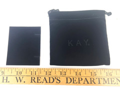 Kay Jewelers Empty Black Velvet Necklace Display Card, Pouch & Box