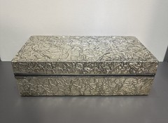 Vintage Silver Plated Wood Interior Valet Box – Unisex- Wallet, Keys, Jewelry