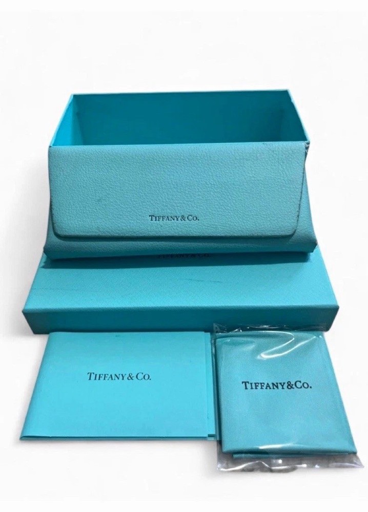 Tiffany & Co. Blue Lined Sunglasses Case and Box Set Only.