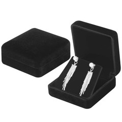 2 Pieces Velvet Metal Earring Gift Box for Women, Jewelry Holder Case for Black