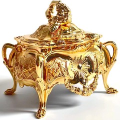 Metal Jewelry Chest Grapevine Handle Country Style Box Trinket Storage Ring C…