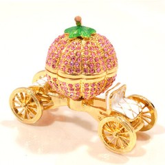 PIEARTH Crystal Jewelry Box pumpkin carriage　Pink Handmade With Gift Box 2811