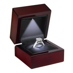 Luxury Mahogany Wood LED Light Ring Box Square Diamond Jewelry Proposal Gift…