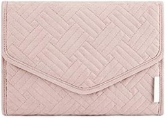 Soft Pink Travel Jewelry Organizer Roll for Earrings Rings Necklaces Bracelets