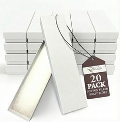 20 Pack Cotton Filled white Jewelry Gift Boxes 8″ x 2″ x 1″ Inches #82 Cardbo…
