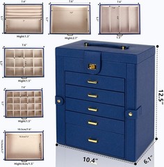 AKOZLIN 6 Tier Jewelry Box Organizer with Mirror and 5 Drawers