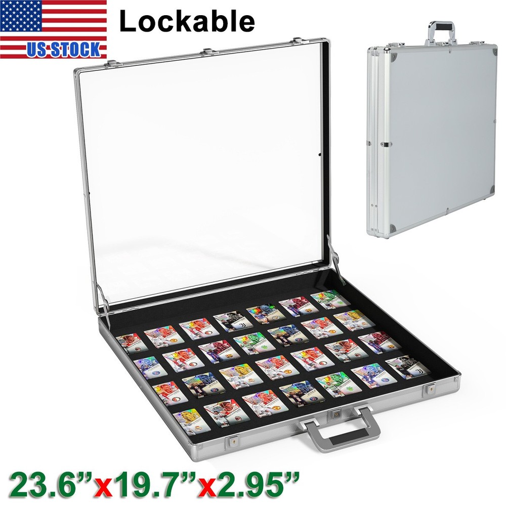 Locking Aluminum Display Case Clear Top Showcase F Card Jewelry Coin Trade Show