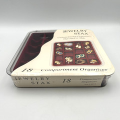 Neatnix Jewelry Stax Organizer Tray 18 Compartments Burgundy Vtg Made in USA