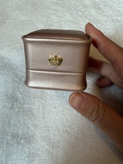 Rose Gold Ring Box Crown Design Faux Leather Jewelry Gift Case Square