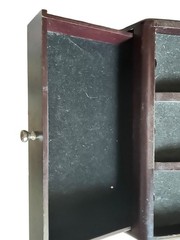 Dark Wood Dresser Top Valet Organizer with Velvet Lined Compartments and Drawer