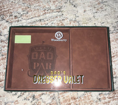 Woodbury Faux Leather Men’s Dresser Valet Tray, Brown, Charger Included