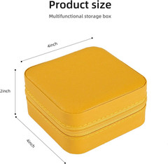 Small Travel Jewelry Organizer Box with Mirror, Portable Jewelry Case (Yellow)
